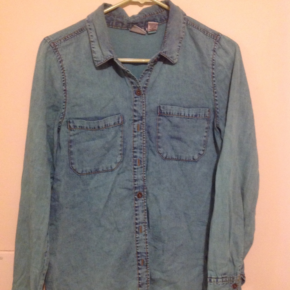 Acid wash Turquoise denim shirt